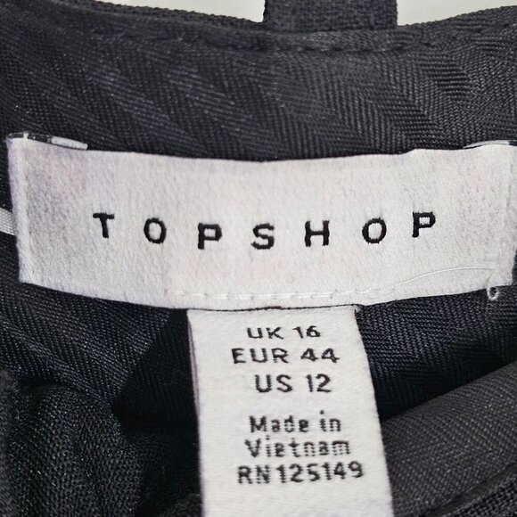 Topshop Womens Black Trousers High Waist Rise Pleated Tailored Fit Size 12 US - Picture 6 of 12
